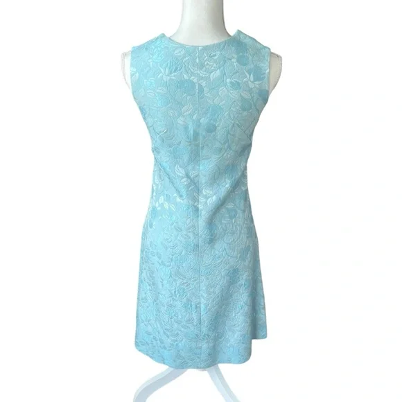 VTG 60s sky blue brocade cocktail dress matching shrug jacket women small - Picture 4 of 6